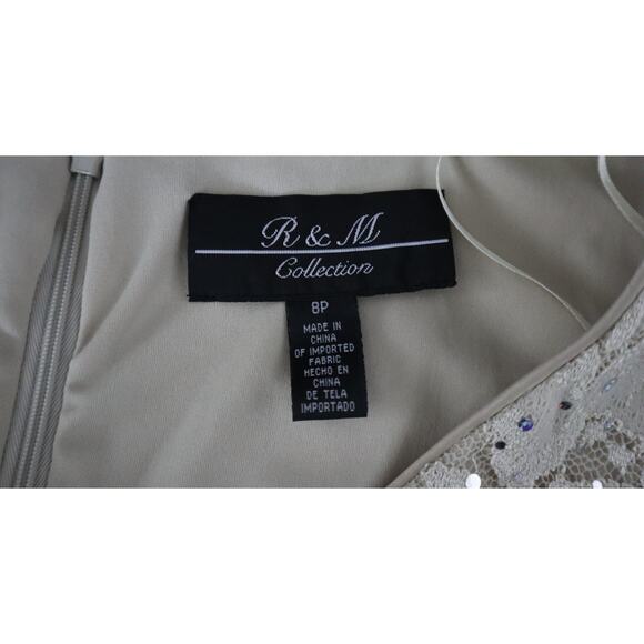 R & M Collection Dress Beige Sequin Lace Gown Jacket 2 Piece Set Formal Women 8P - Picture 7 of 9